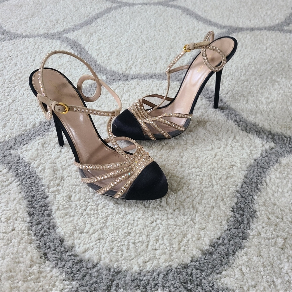 Sergio Rossi  Black Rhinestone Heels Size 37 US 6/7